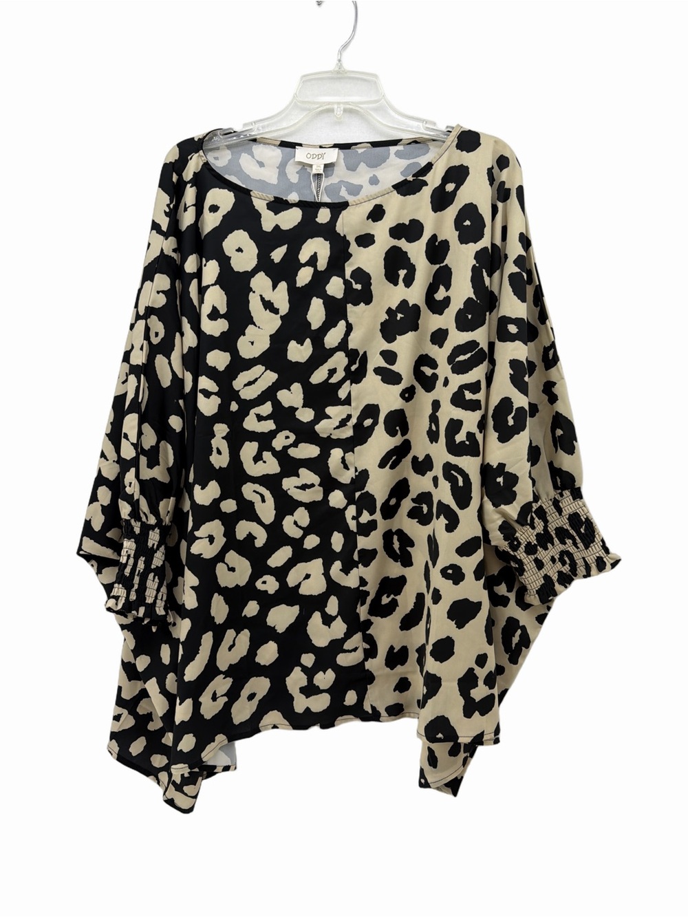 ODDY Black & Cream Leopard-Print Blouse NWT